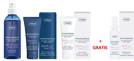 ZIAJA ACAI Tagescreme 50ml, Nachtcreme 50ml, Hyaluronsäure-Tonikum 200 ml + GRATIS Gesichtsserum 50 ml (Gesichtspflege Set)