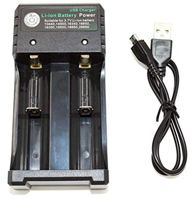 18650 Battery Charger, Smart Dual USB Battery Charger, For Li-ion/Ni-MH/Ni-Cd 18650 18500 18350 16340 14500 26650, Rechargeable Flashlight 4.2v 2 Slots Compatible with