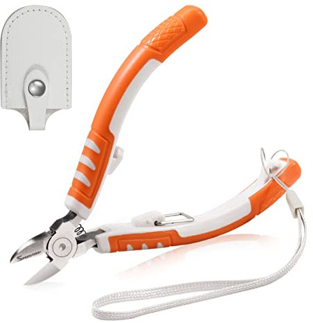 SPEEDWOX Precision Diagonal Cutting Pliers 5 Inches Wire Flush Cutters Ultra Sharp Electronics Pliers Model Sprue Wire Clippers Side Cutting Nippers with Safety Lock and Protective Holster CR-V Steel