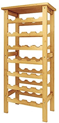 Dripex Range Bouteille, Casier à Vin à Bouteilles en Bambou - 7 Étagères - Range 27 Bouteille pour Cuisine, Bar, Cave à Vin, sous-Sol-47x29x102cm (LxlxH)