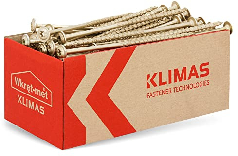 KLIMAS 50 viti a testa Torx per legno, 6,0 x 140 mm, rondelle, viti per terrazza, viti universali, per costruzione di tetti, colore giallo