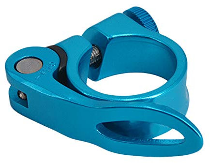 Sattelklemme, Aluminiumlegierung Fahrrad Sattelstützenklemme mit schnellspanner, 31,8-34,9 mm, Blau