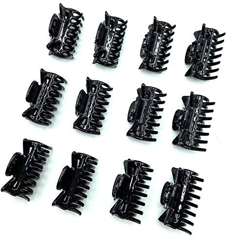 Pack of 12 Small Hair Clamps 4cm, Ladies/Girl Hair Accessories Hair Claw Clips (Black)