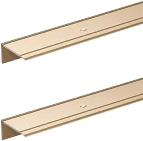 Alberts 499693 Treppenkanten-Schutzprofil | gebohrt | Aluminium, sandfarbig eloxiert | 1000 x 43 x 23 mm | 2er Set