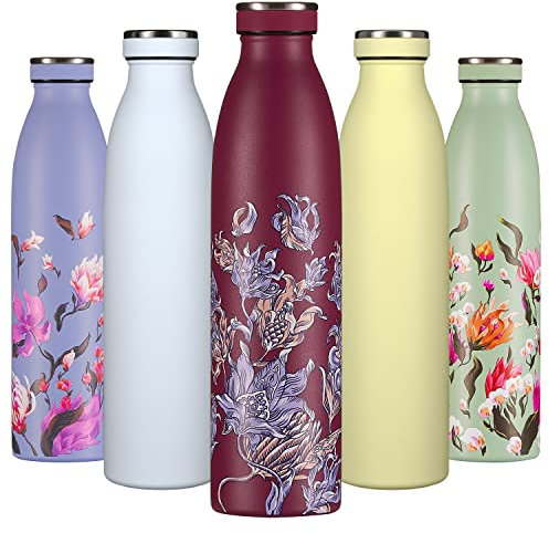 B2DO Bouteille d'eau Isotherme 750ml Bourgogne Cosmos oriental | Gourde métallique réutilisable acier inoxydable à double paroi sous vide | Gourde de sport anti-fuite| Idée cadeau femmes et hommes