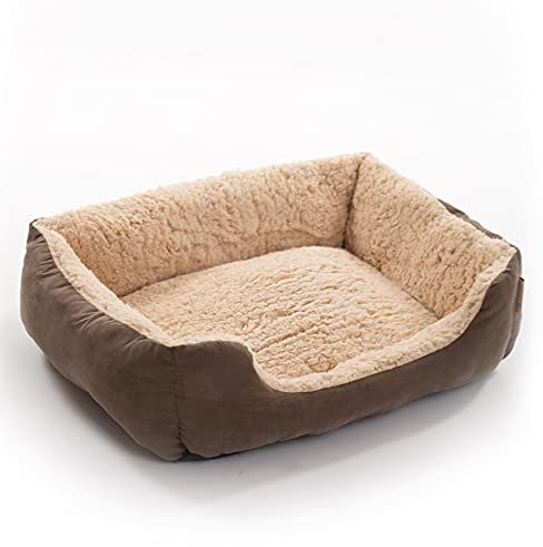 ESTEXO Hundebett Hundekissen Hundekorb Haustierbett Hundesofa Decke Dunkelbraun/Beige 75x60x19 cm