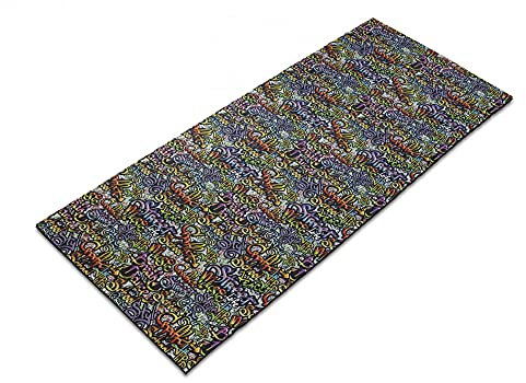 ABAKUHAUS HipHop Yoga-Mattenhandtuch, Ghetto Grafitti-Spray, rutschfeste schweißabsorbierende Yoga Pilates Workout Pad Abdeckung, 64 cm x 178 cm, Mehrfarbig
