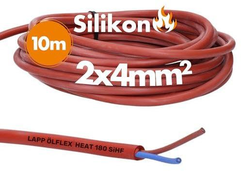 Lapp 0046025 - Cavo in silicone oleflex Heat 180, 2 x 4 mm², senza conduttore di protezione, cavo da sauna 2 x 4 cm, colore marrone, resistente al calore, senza alogeni, tubo in silicone SiHF, 10