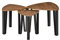 HOMCOM Ensemble de 3 Tables Basses gigognes encastrables Style Industriel piètements métal Noir en épingle Plateaux Aspect Bois de Noyer