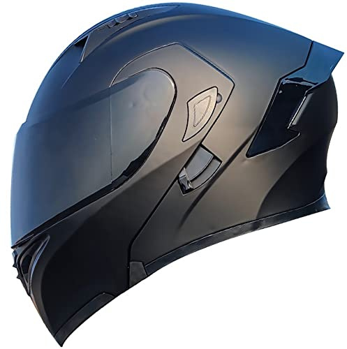 Casques Moto Intégraux avec Bluetooth Slot, Casques Légers à Double Visière Motocross Racing avec Lentille Teintée Casque Intégré Anti-Choc Anti-Choc Approuvé Dot/ECE