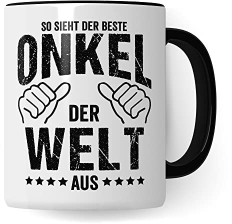 Patenonkel Tasse Geschenkidee Kaffeetasse Humor Witz Geschenk für Onkel Kaffeebecher Familien Becher (Weiß & Schwarz)