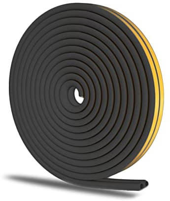 Funwaretech Bande de Joint Porte Joint Fenêtre éviter Isolation Froid, D-profil Auto-adhésive Anticollision d'étanchéité en Caoutchouc, Joint Porte Entree Anti-intempéries, Insonorisé, Scellé, Noir