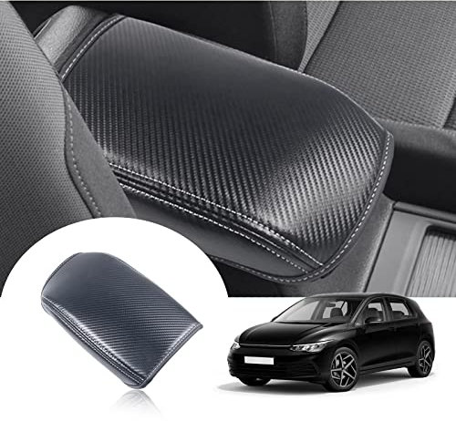 GAFAT V-W Golf 8 8.5 2020-2024 2025 Mittelarmlehne Abdeckung Kissen, Golf 8 Golf 8.5 GTI GTE GTD Alltrack R Variant Mittelkonsole Armlehne Polster Schutz, PU Mikrofaser leder (Kohlefaser)
