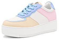 QUEEN HELENA Baskets Basses Sneakers Femme X28-63 Rose, 39 EU