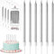 DONQL Velas de Cumpleaños para Tartas, 24 Piezas Velas de Cumpleaños Largas y Delgadas en Soportes para Velas de Pastel para Niños y Adultos,Tartas de Cumpleaños Decoración, Bodas, Fiesta
