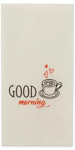 2000 Motivservietten Frühstücks Servietten weiß mit Motiv Good Morning Tissue 33x33cm 2lg 1/8 Falz