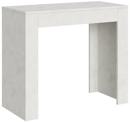 Decor Space Table console Ferrara extensible en bois pour salle à manger (extensible jusqu'à 198 cm, blanc frêne)