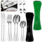 Cubiertos Camping 2 Set Picnic Set Funda Cubiertos Viaje e Acero Inoxidable Porta Cubiertos para Camping, Picnics, Trabajo, Viajes, Fiesta, Aire Libre