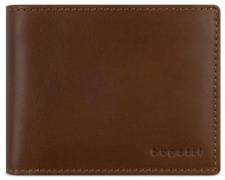 bugatti Remo Portemonnaie mit Klappe und RFID-Schutz, Geldbörse aus echtem Leder, Cognac