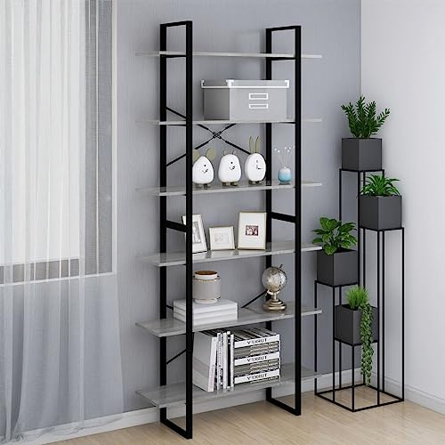 ZQQLVOO Ordnerregal Küchenregal Lagerregal Hochschrank Grau Sonoma 100x30x210 cm Holzwerkstoff Geeignet für Diele, Schlafzimmer, Wohnzimmer