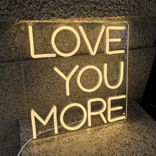 Neon Sign Wedding Love You More, Large Led Neon Light For Wall Decor, Custom Warm White Light Wedding Birthday Gift For Kids, USB Operated Neon Wall Art (11.8x11.8in)