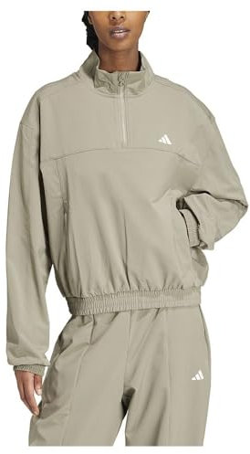 adidas Damen AEROREADY Train Essentials Woven Quarter-Zip Track Jacket, Silver Pebble, M