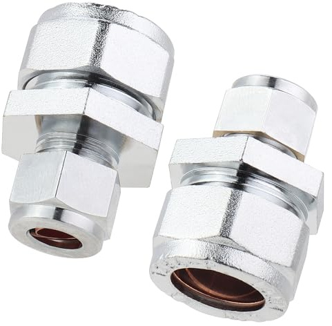 LTWFITTING Chrome Plated 15mm OD x 8mm OD Compression Reducing Union, Brass Compression Fitting(Pack of 2)