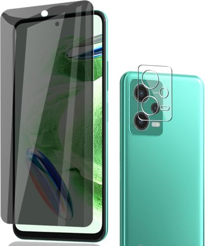Phlleyaa Verre Trempé Protection Décran Pour Xiaomi Redmi Note 12 5G, Anti-Espion Protection Décran 1 Pièces + Caméra Arrière Protecteur 1 Pièces,9H Dureté Pour Redmi Note 12 5G Protection Décran