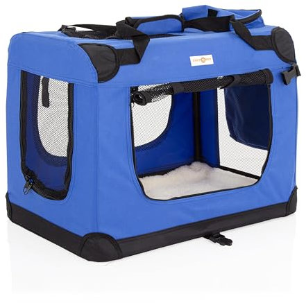 Fabric Dog Crate in Blue, S Size 60cm, Cat Pet Carrier by Cozy Pet Folding Transport Travel Cage Ideal for Dogs, Puppies, Cats, Rabbits, etc. FDC-S-BL