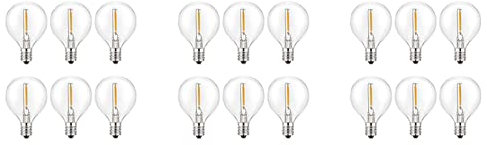 Niniang 18 Stück G40 LED-Leuchtmittel, , E12, Schraubsockel, bruchsicher, LED, Globe für Solar-Lichterkette, Warmweiß, 18 Stück