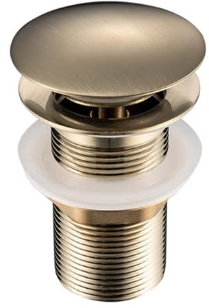 Bonde De Lavabo Sans Trop Plein Bonde De Lavabo Longue Bonde Lavabo Clic Clac Drain À Rebond Tout En Cuivre,Or Brossé,Pas De Trou De Trop plein