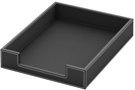 Desikixudy Plateau organisateur de bureau en cuir, plateau empilable dans le cuir, organisateur et accessoires de bureau, porte-revues pour fournitures de bureau