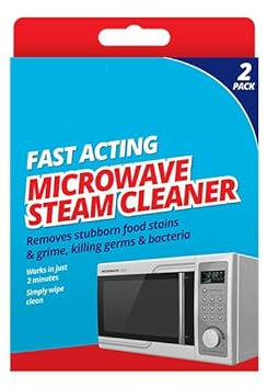 Microwave Steam Cleaner Fast Acting Grime Remover Kitchen Sachets Kills Germ Bacteria Household Stain Cleaning Food Removes Stubborn Stains Wipes In 2 Minutes (2 Pack)