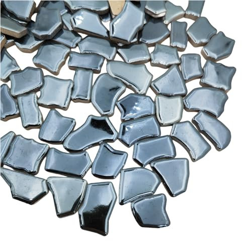 500 g unregelmäßige Keramik-Mosaikfliesen, 2–4 cm, Mosaik-Steine für DIY-Mosaikherstellung, Handwerk, Hobby, Kunst, Heimdekoration, Wanddekoration (schillerndes Schwarz)