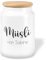 True Statements Keramikdose personalisiert „Müsli“ – 650ml mit Echt-Holzdeckel Müslidose luftdicht Aufbewahrungsdose für Lieblingsmüsli Vorratsdose
