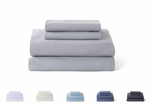 Todocama Bettwäsche-Set, 4-teilig, 5003, Spannbettlaken, Überwurf, 2 Kissenbezüge 50 x 80 cm, für Bett 105 x 190/200 cm, Hellgrau