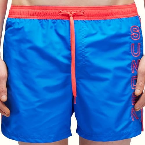 SUNDEK Costume Uomo Corto Vita Elasticata Ionic Taffea con Piding a Contrasto M732BDTA100 8050842804085 Blu Over Sky A2201