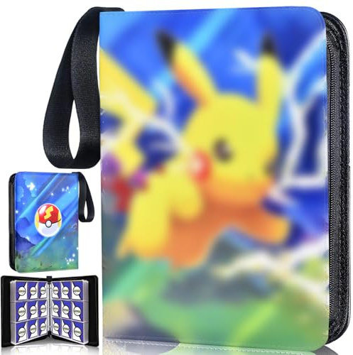Lutranstra PokéMon Sammelkarten Album 900 Karten, Blitz-Pikachu Kartenbuch, 9 Taschen 50 Seiten, Sammelalbum Karten, Groß KapazitäT Sammelkarten Ordner FüR Sammler