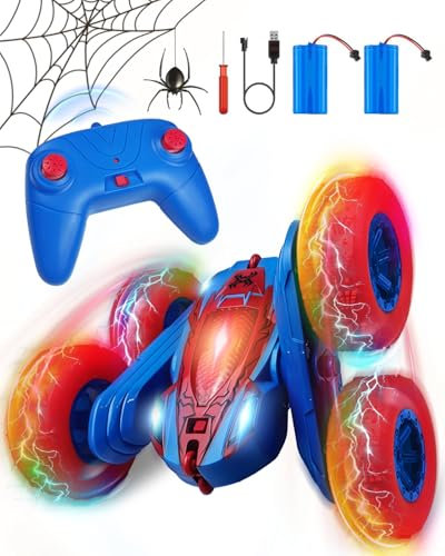 Maxesla Spider Remote Control Car,15 KM/H 4WD 2 Battery 2.4Ghz 360° Flip Control Spider Stunt Car, Monster Truck Toys Boys Toys, Birthday Gifts for 4-9 Year Old Boys Outdoor Toys