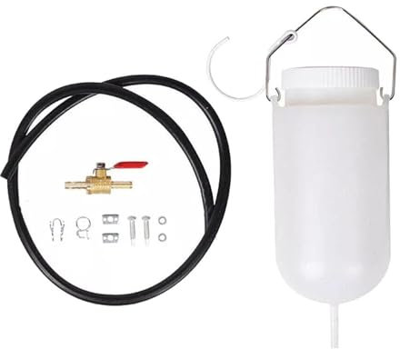 Ronyme Réservoir de Carburant auxiliaire, Outils de Moto 1L avec échelle avec Tuyau de Carburant, Stockage de Carburant Professionnel Robuste et Portable