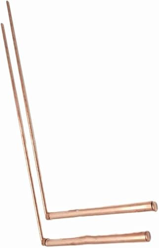 Lot de 2 tiges de radiesthésie en cuivre à 99,9 % pour eau, trésor, minéraux, outils de recherche, longueur 30,5 cm (tête unique – perle plate)