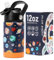pluseight Kids Insulated Water Bottle with Straw Lid, 350ml BPA-Free Double Wall Vacuum Tumbler 18/8 Stainless Steel Leak Proof Kids Cups with Straw for School Travel Boys Girls (Planet)