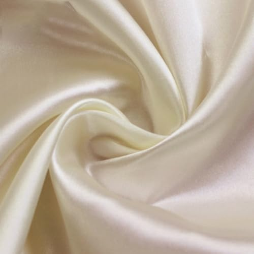 Anevous 200cm x150cm Satin Stoff, Einfarbig Stoffe zum Nähen, Kleiderstoff Dekostoff Meterware, Satinstoff zum Basteln, Bezugsstoff für Kleidung Vorhänge Tischdecken Deko,Creme