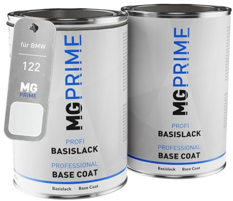 MG PRIME Pintura automotriz Set bote listo para pulverizar para BMW 122 Blanco Uni Fondo + pintura base 2,0 litros 2000 ml