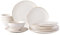 Richmount Tempus 12-Piece Dinner Set, Irregularly Shaped Swirl Stoneware Plates and Bowls Set, Dinner Sets for 4, Dinner Plates/Dessert Plate/Soup Bowl, Glazed Ceramic Dinnerware Sets, White