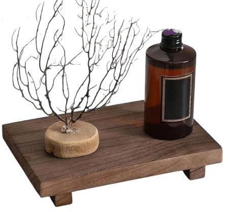 Lichi Wood Step Stool, Wood Soap Tray for Kitchen Bathroom Counter, Wooden Display Risers Stand, Bedside Step Stool Kids Adults, Pedestal Tray for Home Decorative (Brown)