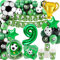 WuGU Forniture per Decorazioni Compleanno Calcio, 138 Pezzi Set di Piatti per il Compleanno del Calcio con Striscioni, Palloncini, Piatti, Decorazioni per Feste di Compleanno di 9 Anni per Bambini