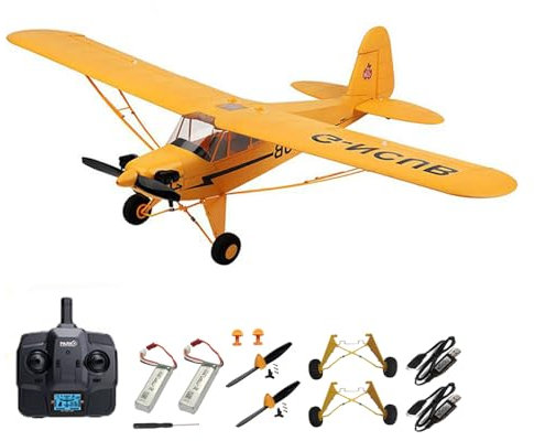 SAYZON Avion Télécommandé,5 Canaux J3-CUB pour Adultes, Moteur Brushless 1406, 3D/6G Voilure Fixe Avion RC pour l'extérieur avec Pièces Remplaçables (2BSL Régulière Version)