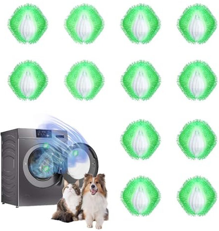 12 Stücke Tierhaarentferner Waschmaschine - Fusselbälle Waschmaschine Tierhaarentferner Kleidung wiederverwendbar entfernt Tierhaare Fusseln und Flusen geeignet für Waschmaschine und Wäschetrockner