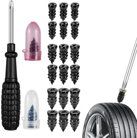 40 PCS Tyre Repair Kit Rubber Nails with Screwdriver, Car Tyre Puncture Repair Kit, Tyre Puncture Repair Kit for Auto Car Motorcycle